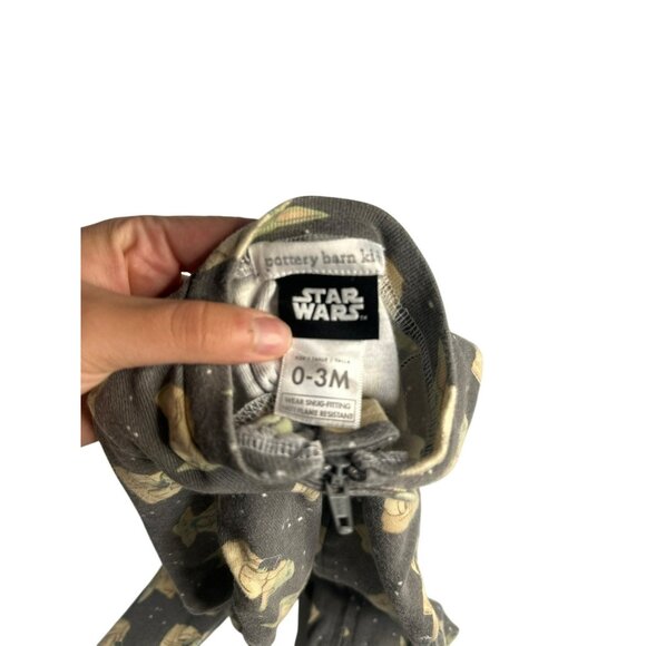 Pottery Barn Kids-Star Wars Grogu Footed Sleeper | Baby Yoda Zip-Up 0-3M - Picture 4 of 5